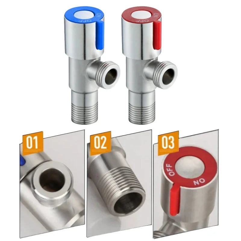 G1/2 Stainless Steel Hot Cold Inlet Valve Toilet Filling Angle Valves Sink Basin Water Heater Faucet for Bathroom Accessories Peaceful Pleasures Health and Wellness