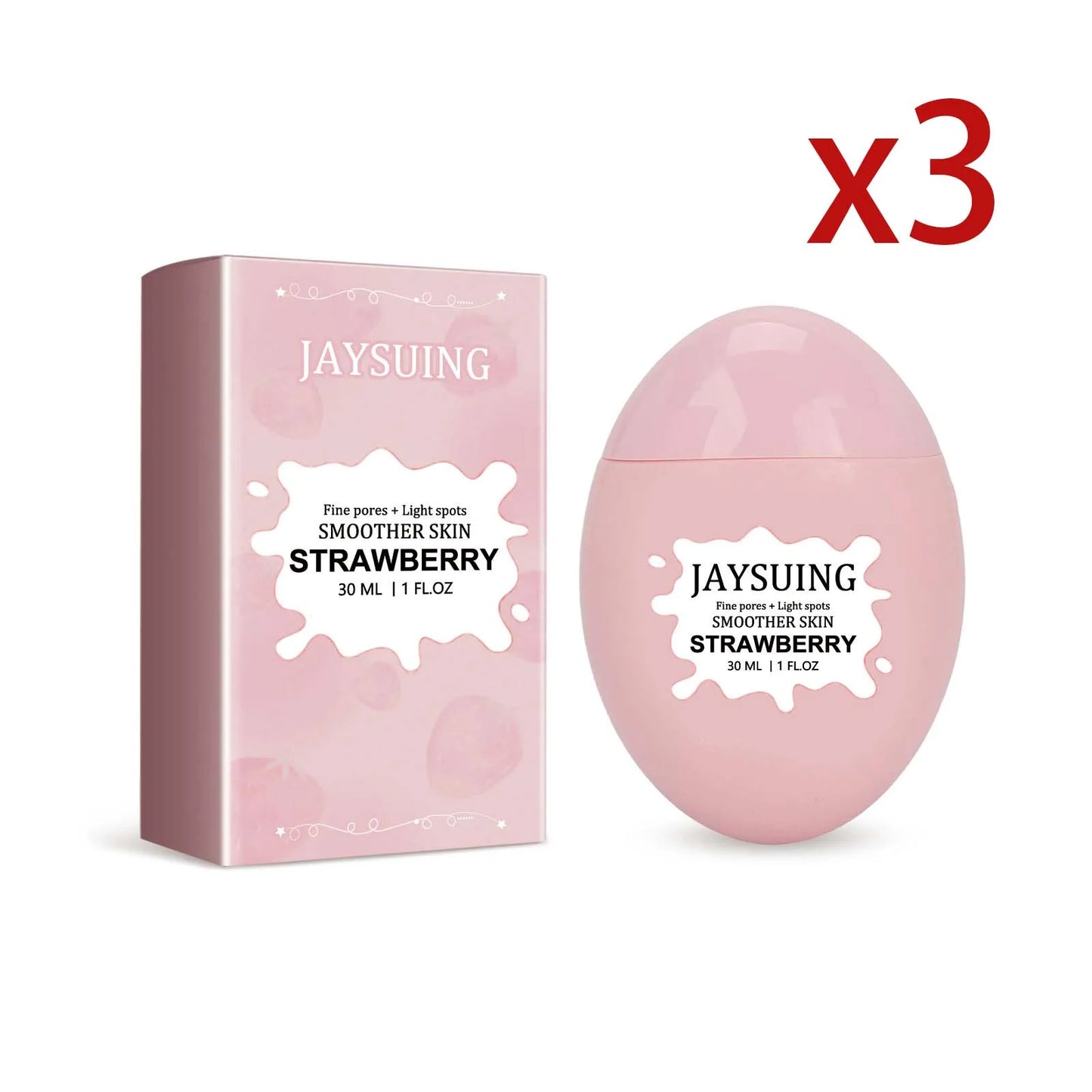Vitamin C Strawberry Facial Essence Shrink Pores Improve Dullness Brighten Reduce Fine Lines Firm Skin Facial Moisturizing Serum Peaceful Pleasures Health and Wellness 3x30ml 30ml