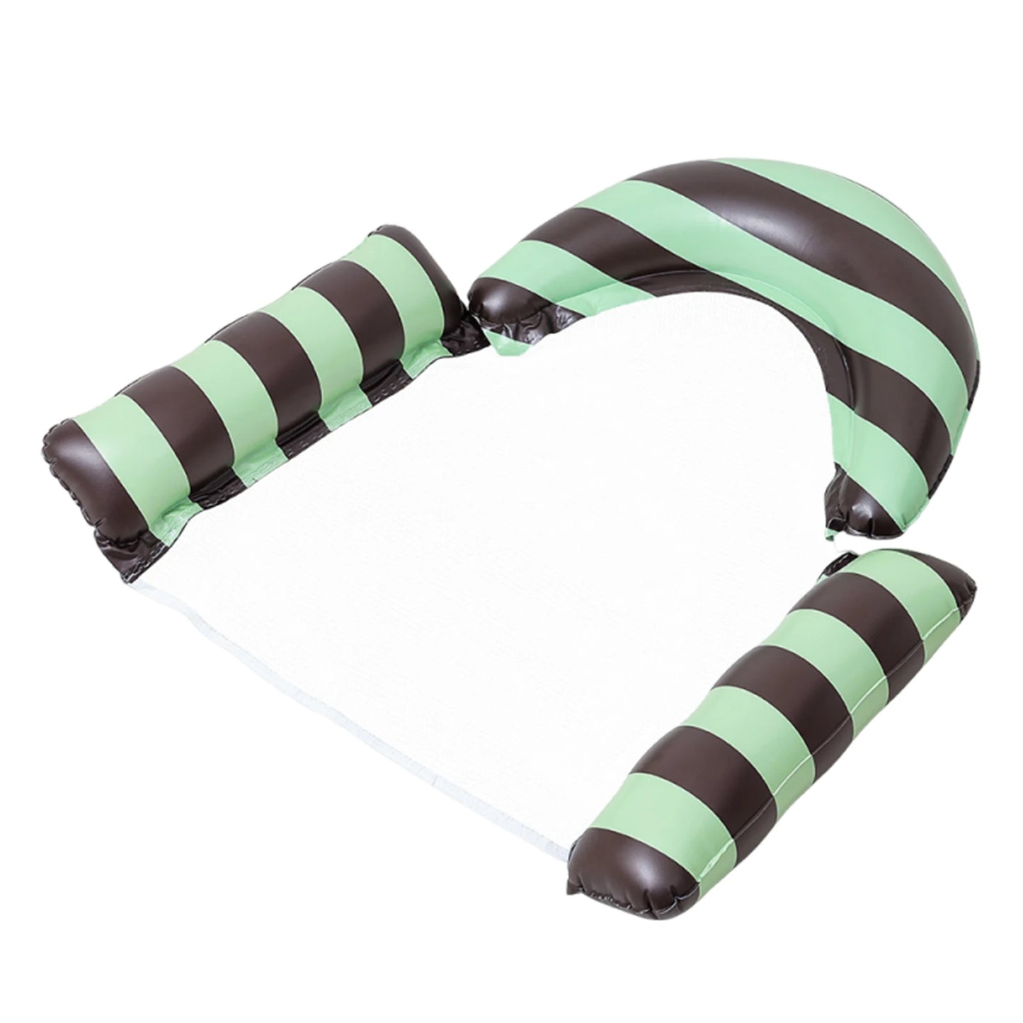 Stripe Pattern PVC Foldable Water Seat Inflatable Floating Single Seat Thickened Floating Bed for Summer Water Entertainment Peaceful Pleasures Health and Wellness green