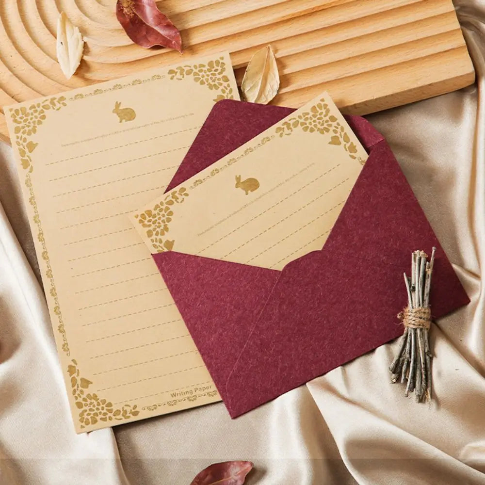 10pcs Vintage Envelopes Set Sheepskin Envelope Bronzed Seal Blessing Thank Envelope Invitation Card Nostalgia Art Peaceful Pleasures Health and Wellness