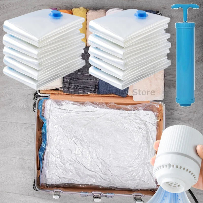 Vacuum Compression Storage Bags 7 Sizes | Hand & Electric Pump
