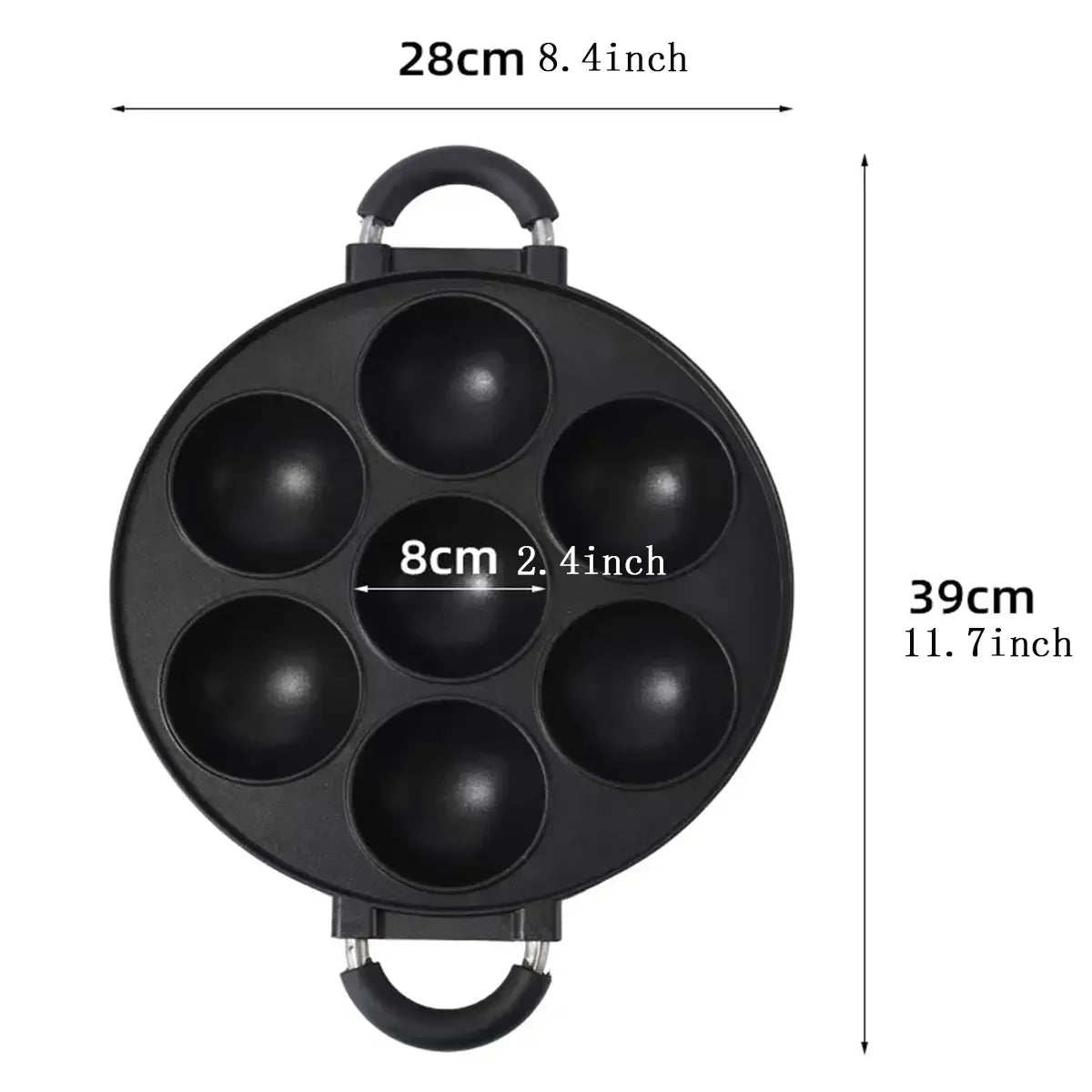 7 Hole Cake Cooking Pan Cast Iron Omelette Pan Non-stick Cooking Pot Breakfast Egg Cooking Pie Cake Mold Cookware Kitchenware Peaceful Pleasures Health and Wellness