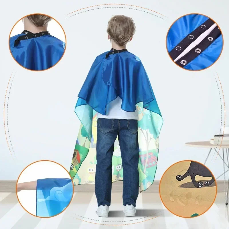 Kids Hair Cutting Cape Gown Hairdresser Barber Apron Hairdressing Children Girls Boys Hair Cut Cloak Umbrella Protecter Peaceful Pleasures Health and Wellness