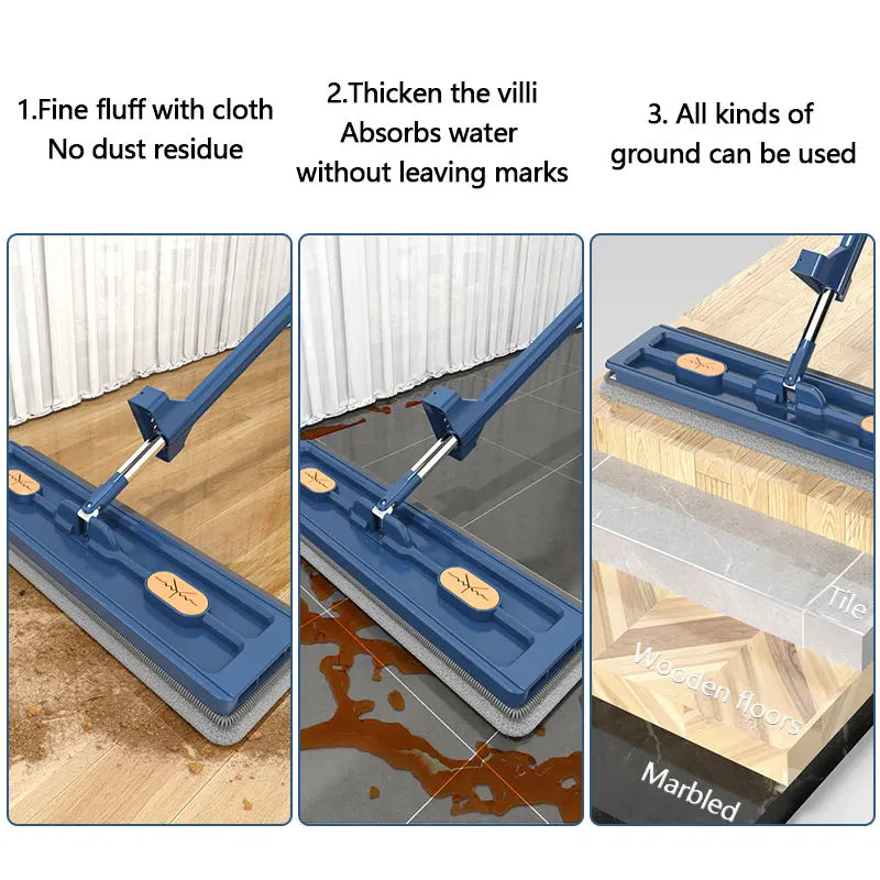 42cm Self-Wringing Flat Mop | Wet & Dry with Squeegee