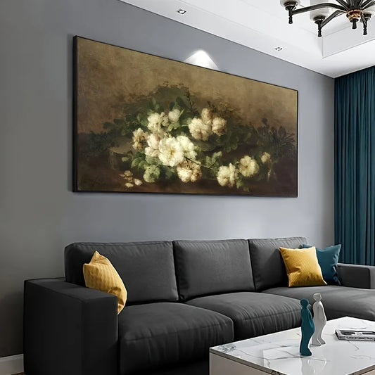 1pc Art Deco Modern Floral Canvas Wall Art Poster, Frameless Fashion Theme, for Living Room, Bedroom, Office, Kitchen, Artwork Peaceful Pleasures Health and Wellness