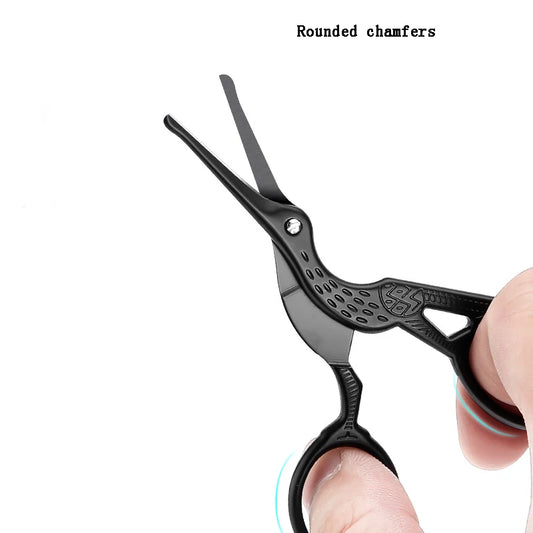 Stainless Steel Crane-shaped Scissors Safety Round-head Manual Nose Hair Trimmer Beauty Shaving Small Scissors Peaceful Pleasures Health and Wellness