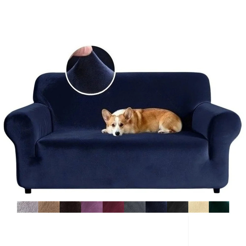 Premium Thicken Plush Velvet Sofa Cover Upgraded 3D Armrest Shape Stretch Couch Cover Sofa Slipcover Luxury Furniture Protector Peaceful Pleasures Health and Wellness Navy 3seat (190-230cm)