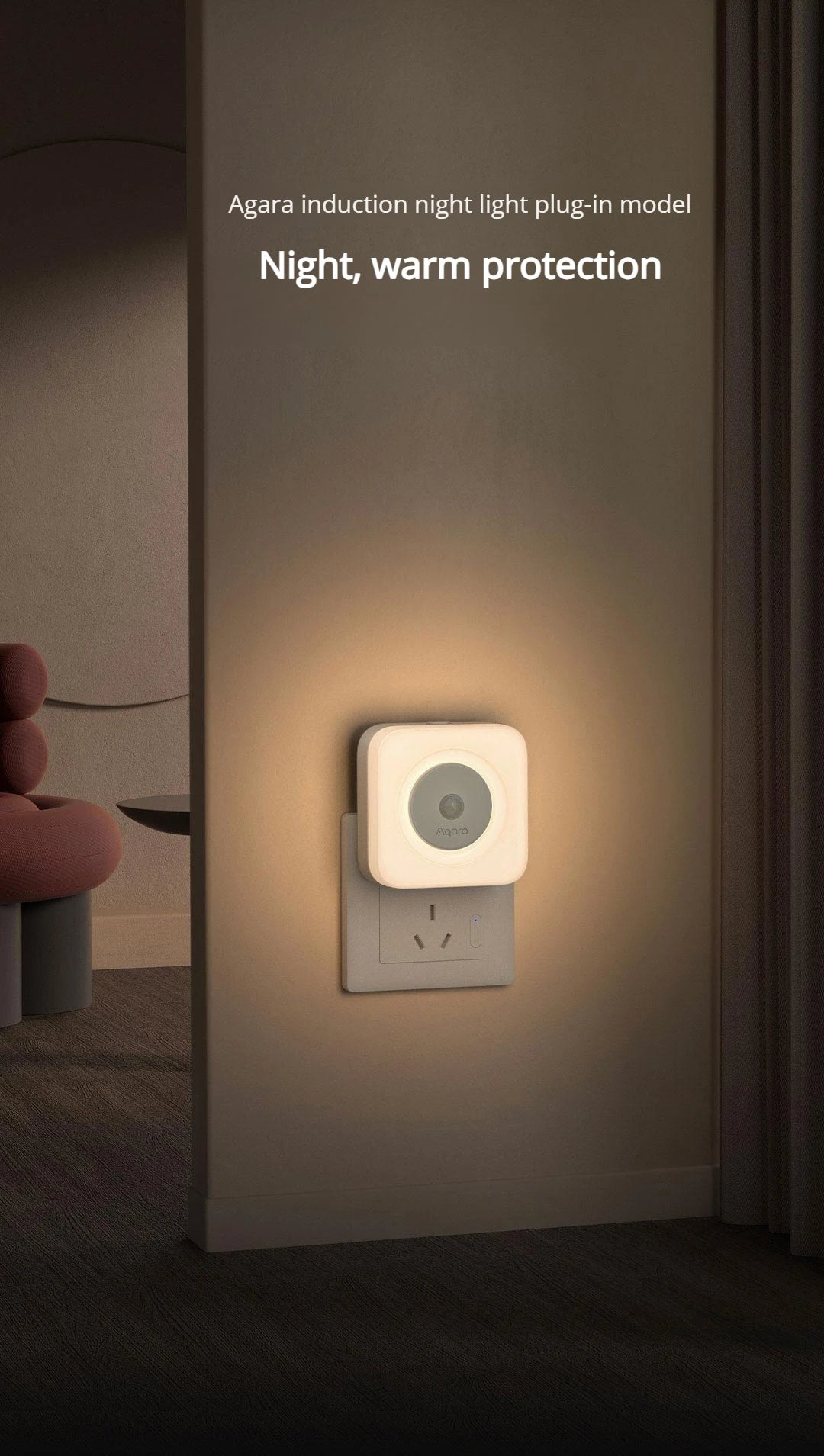 Aqara Human Body Sensor Lamp Plug-in Version LED Eye-Caring Light Dual Bedside lamp 3000K Soft Smart Sensor Night Light Peaceful Pleasures Health and Wellness