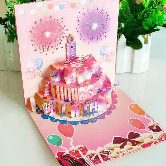 3D Pop-Up Musical Birthday Card with LED Blowable Candle Musical Greeting Card Oasis Select
