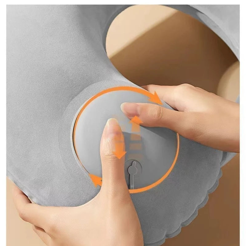 U-Shaped Inflatable Travel Neck Pillow – Press-Type Portable Inflatable Travel Pillow Peaceful Pleasures Health and Wellness