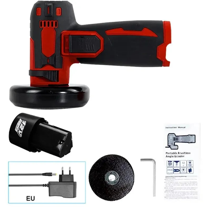12V Rechargeable Mini Angle Grinder Cordless Grinding Machine,Portable Polishing Cutting Power Tool For Diamond Metal Tile Peaceful Pleasures Health and Wellness EU Red