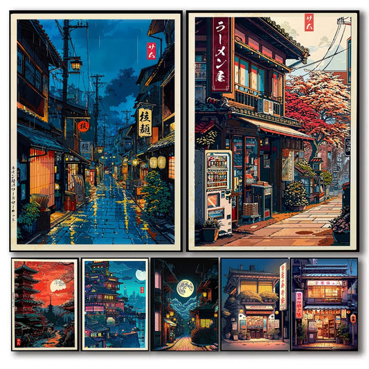 Anime Ramen Shop Canvas Print | Tokyo Street Wall Art Canvas Wall Print Peaceful Pleasures Health and Wellness