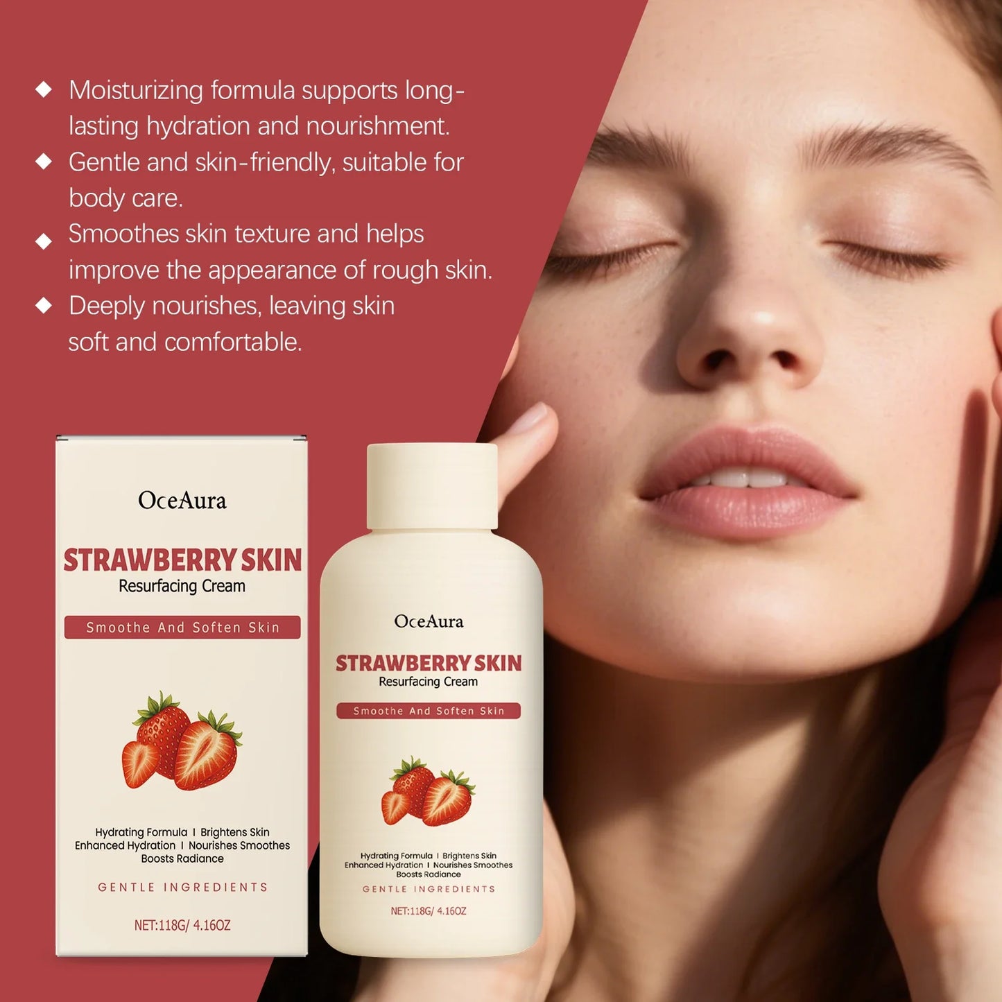 OceAura Strawberry Body Butter Cream – Brightening Moisturizer
