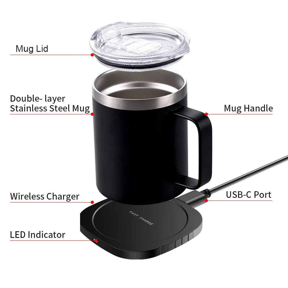 2-in-1 Coffee Mug Warmer & Wireless Charger | 55°C | 10.5oz Cup