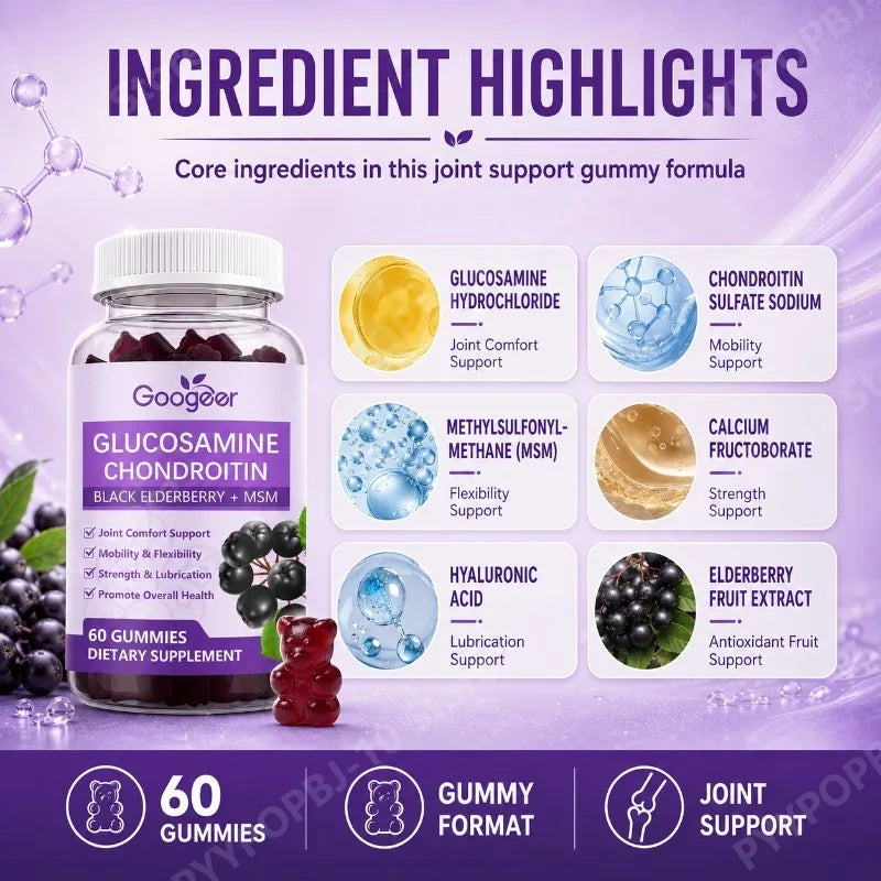Glucosamine Chondroitin MSM Hyaluronic Acid Gummies – 60ct