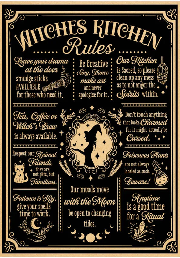 Kitchen Witch Retro Canvas Wall Art Poster | Vintage Brew Print
