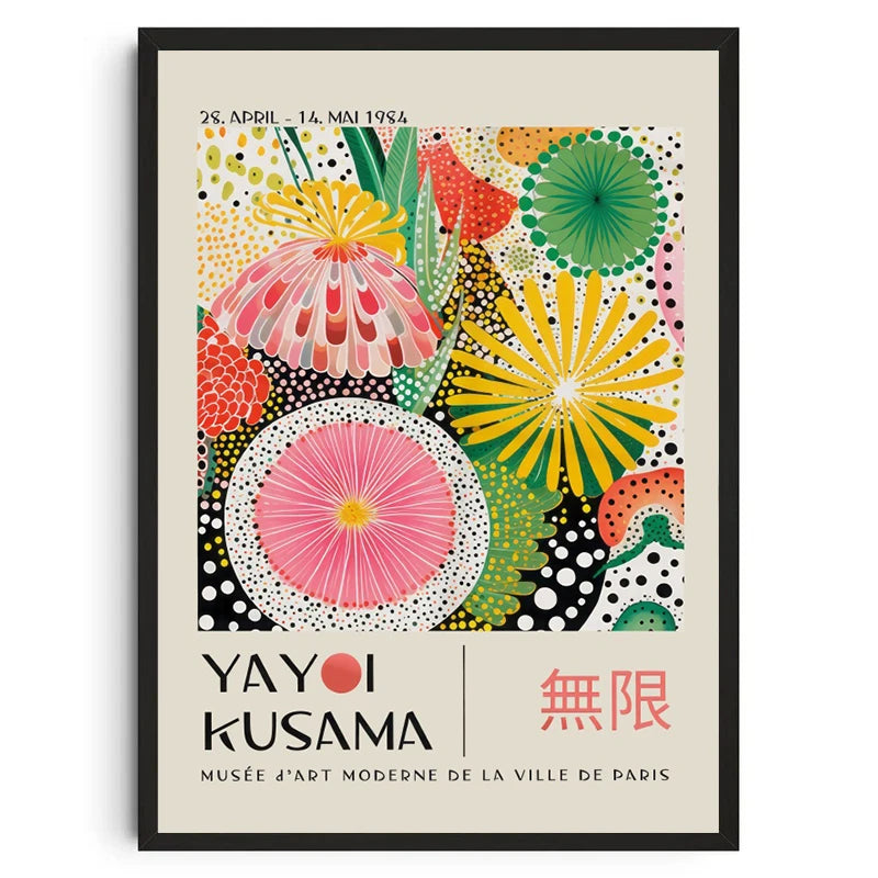 Abstract Yayoi Kusama Style Canvas Poster, Japanese Modern Art Mural Frameless Wall Art for Home Living Room Gallery Decor Peaceful Pleasures Health and Wellness