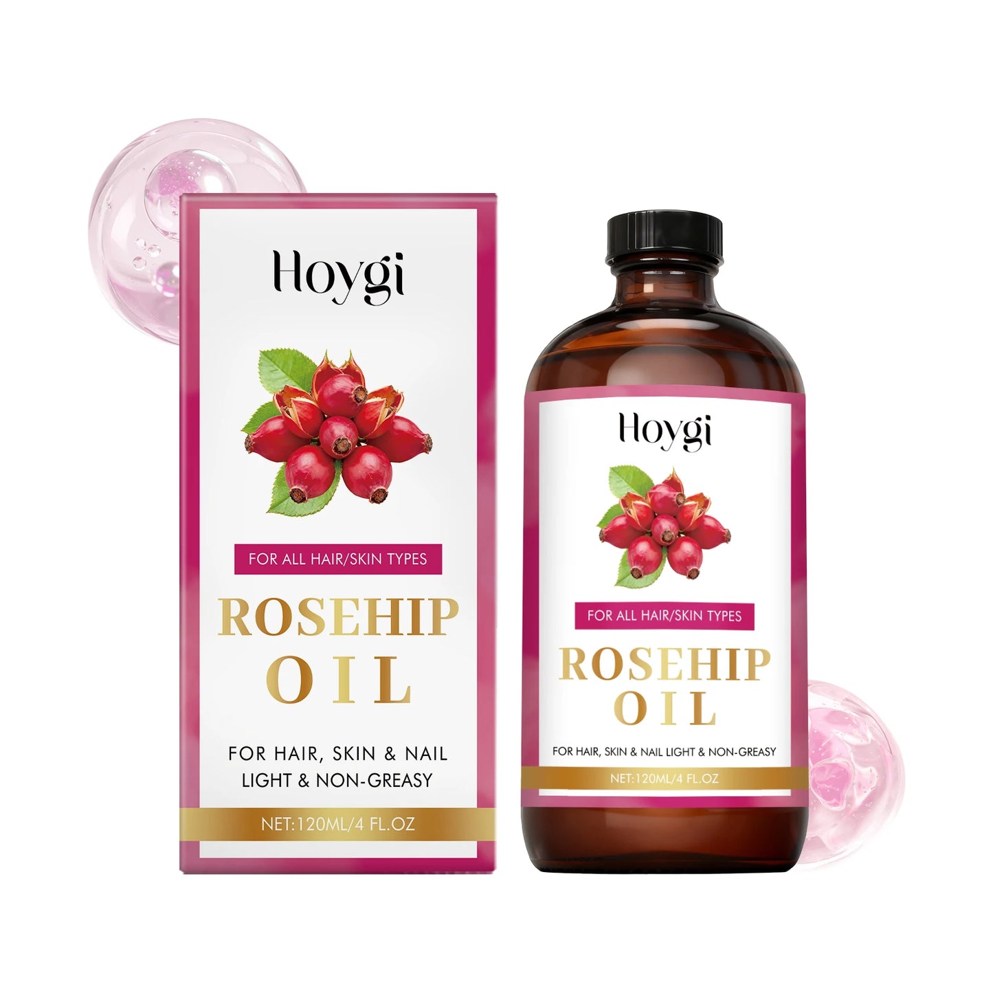 Rosehip Seed Soothing Essential Oil for Hair, Skin & Nail Rejuvenate Skin Hydrating & Repairing Hair Moisturizing Massage Oil Peaceful Pleasures Health and Wellness 120ml boxed