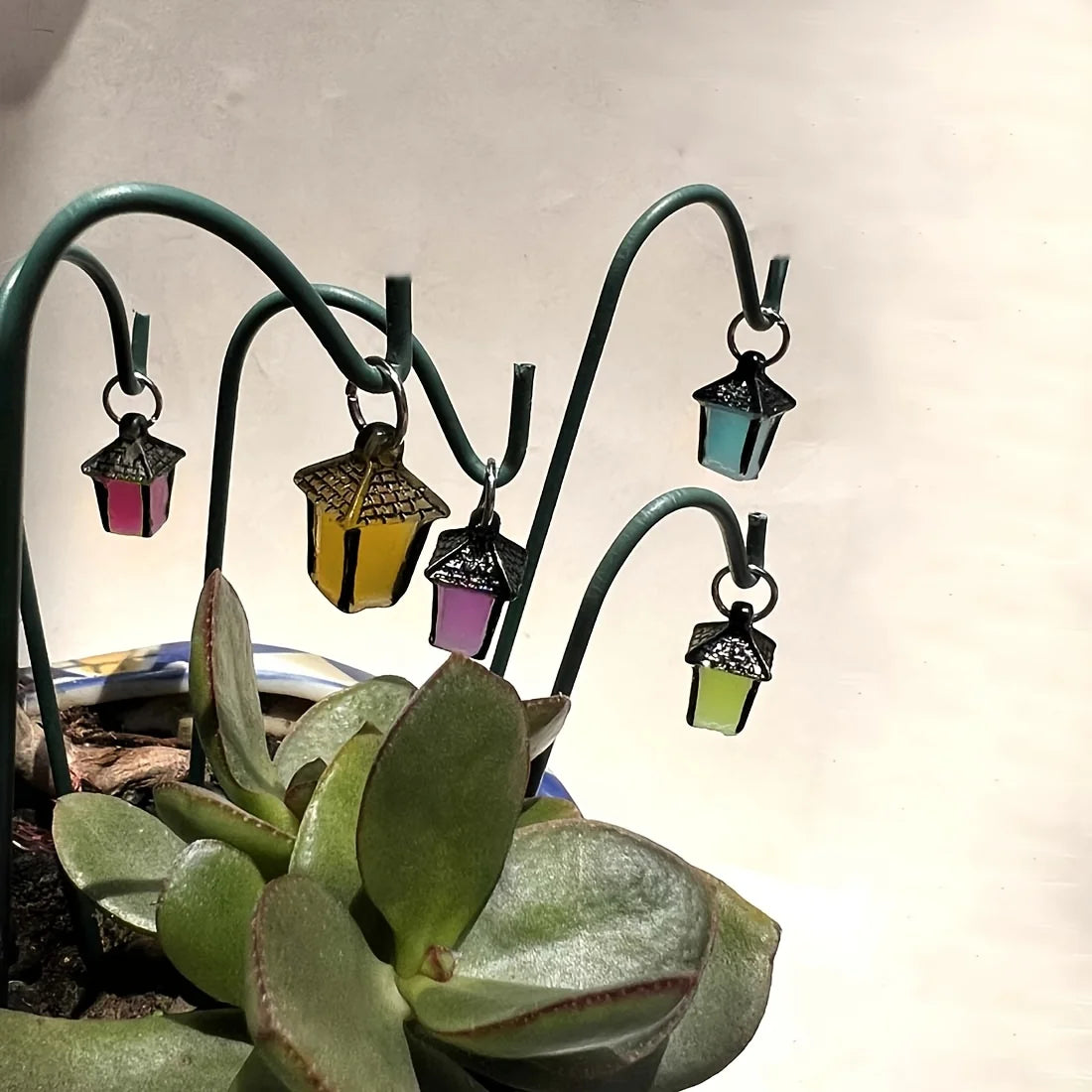 4-Pack Lanterns with Iron Hooks, Luminous Garden Stakes, Solar-Powered Resin Fairy Miniature Models with Colorful Lanterns, Rural Outdoor Decorations Suitable for Halloween Indoor Tabletop Displays and Crafts, Solar-Powered O Peaceful Pleasures Health and Wellness