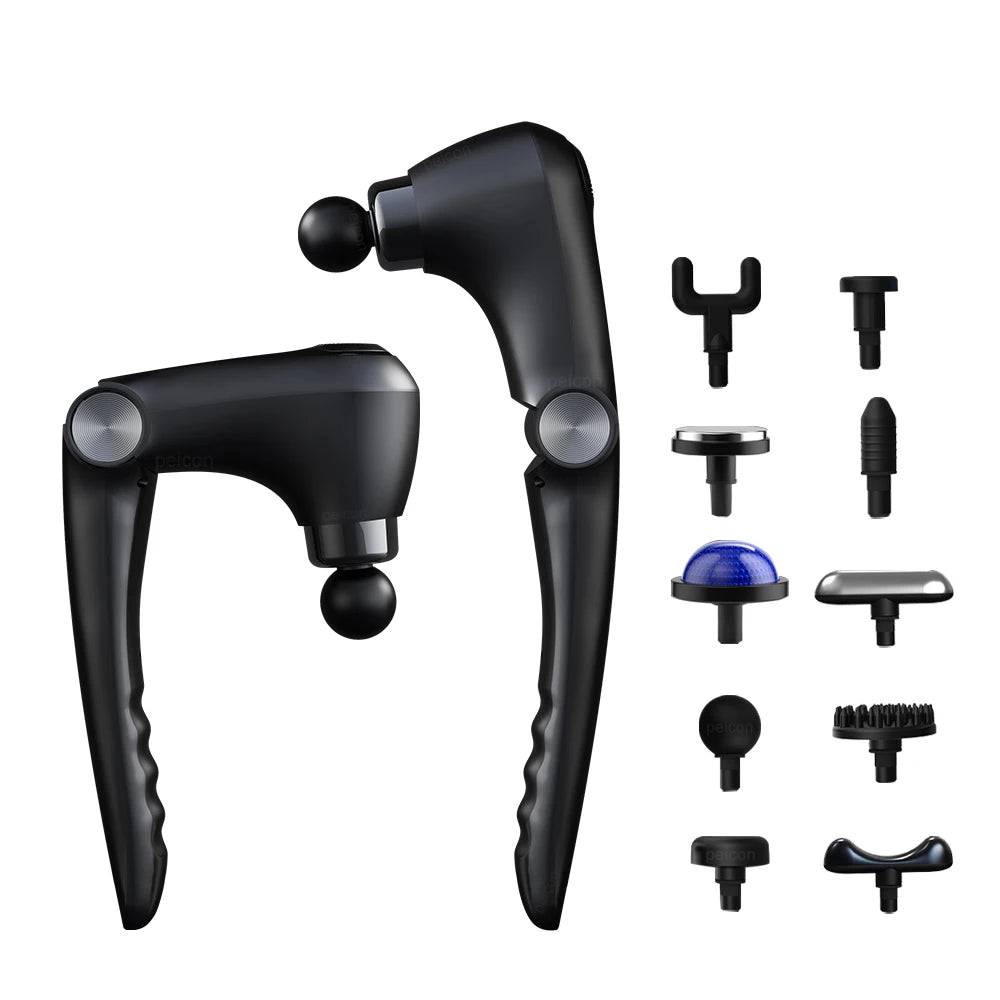 Fascia Massage Gun Shoulder Massager Electric Muscle Massage Machine High Frequency Back Waist Body Massage with Extended Handle Peaceful Pleasures Health and Wellness Black