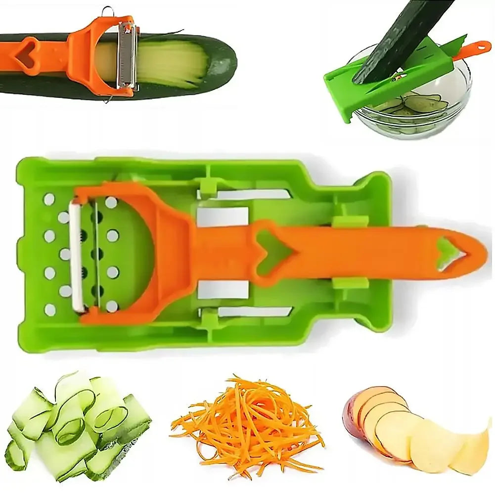Multi Functional Fruit Vegetable Peeler 2-in-1 Fruit Slicer & Onion Chopper Tool Strips Steel Easy To Clean Kitchen Peeling Tool Peaceful Pleasures Health and Wellness