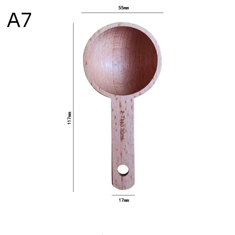 Wooden Measuring Spoon Beech & Walnut 7.5–45ML | Kitchen Tool