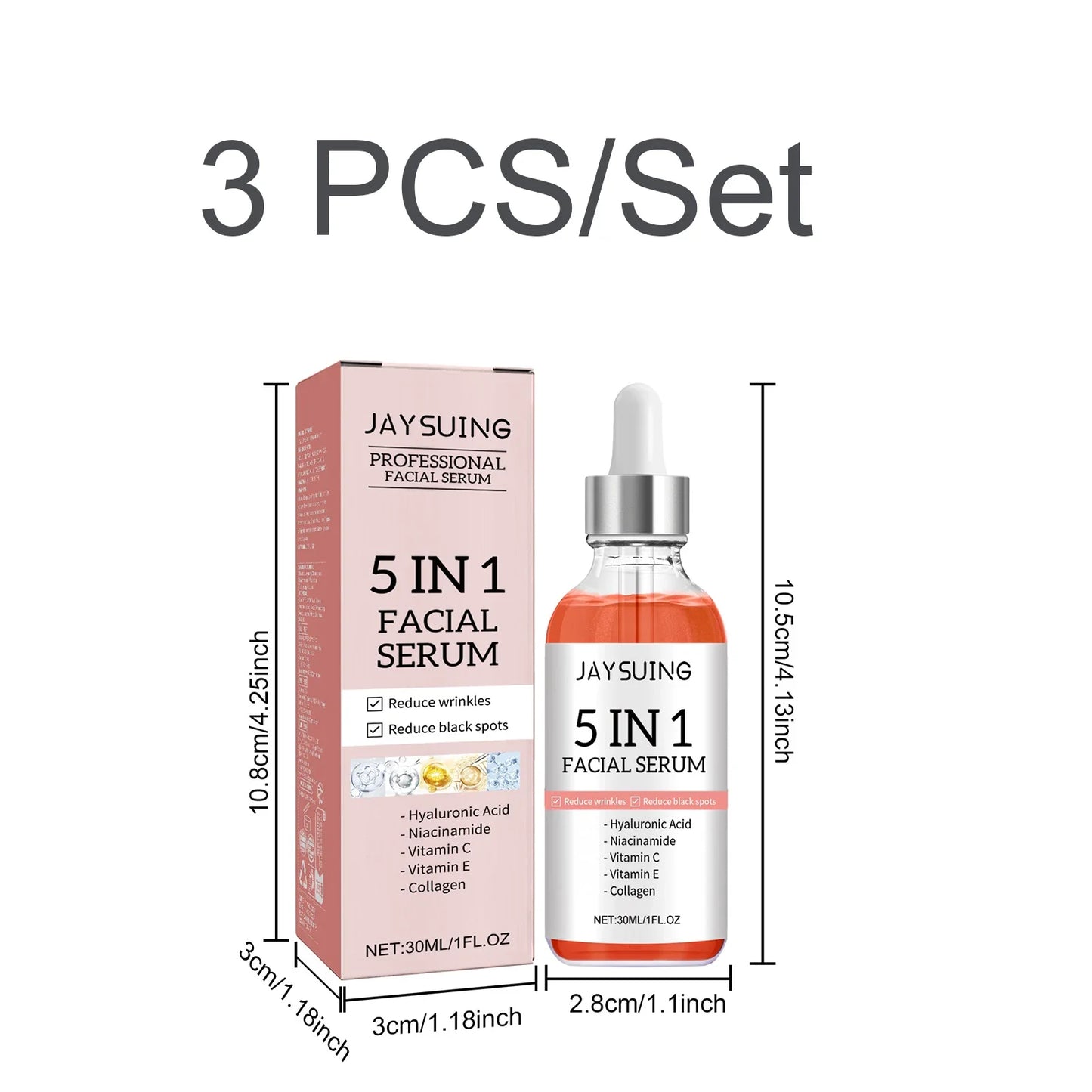 5-in-1 Facial Serum – Hyaluronic Acid, Niacinamide & Vitamin C