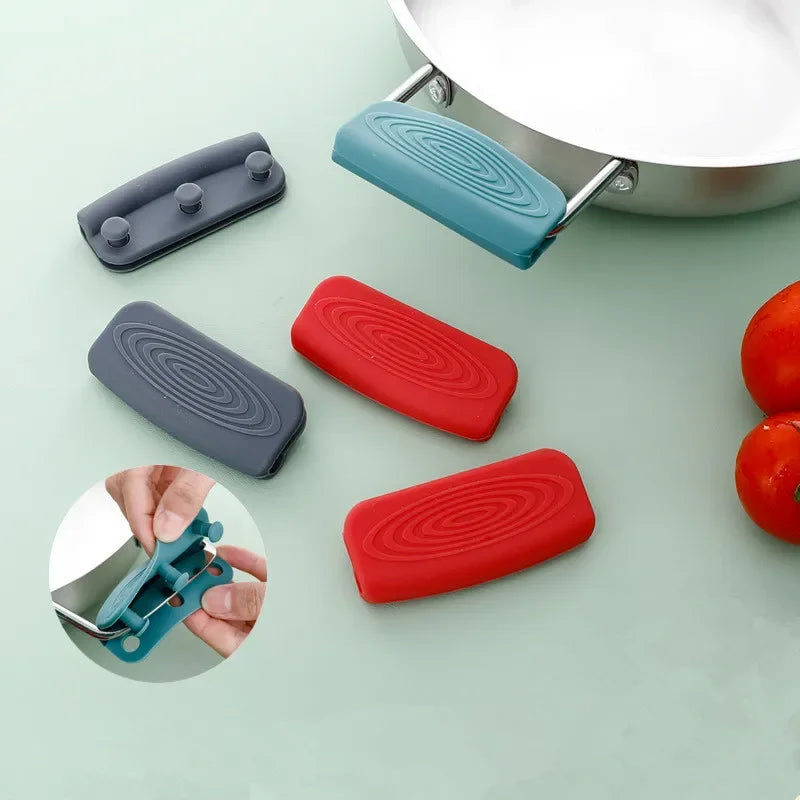 2/8 Silicone Pan Handle Cover Heat Insulation Covers Pot Ear Clip Non-slip Steamer Casserole Pan Handle Holder Kitchen Tools Peaceful Pleasures Health and Wellness
