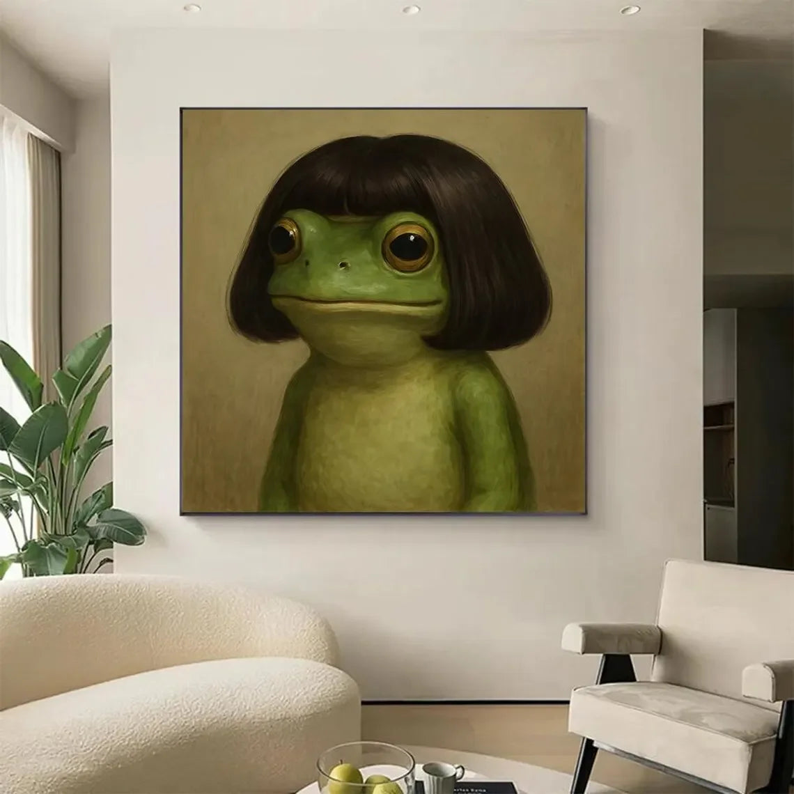 Whimsical Frog Portrait Canvas Print: Funny Animal Wall Art Peaceful Pleasures Health and Wellness