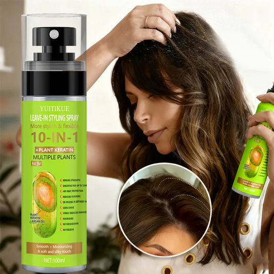 10-in-1 Plant Keratin Leave-In Spray 100ml for Smooth Manageable Hair Heat Protection Frizz Control Moisturizing Shine Peaceful Pleasures Health and Wellness Default Title