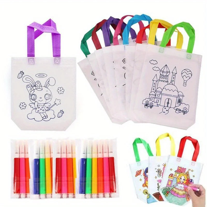 DIY Graffiti Coloring Tote Bag & Markers – Arts & Crafts Kit