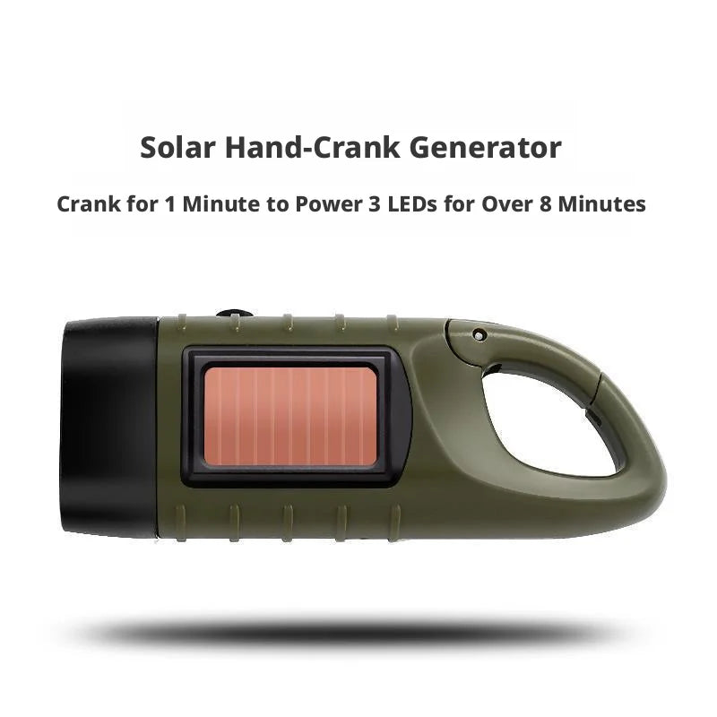 ESMARTER Solar Hand Crank LED Flashlight | Emergency Camping Torch