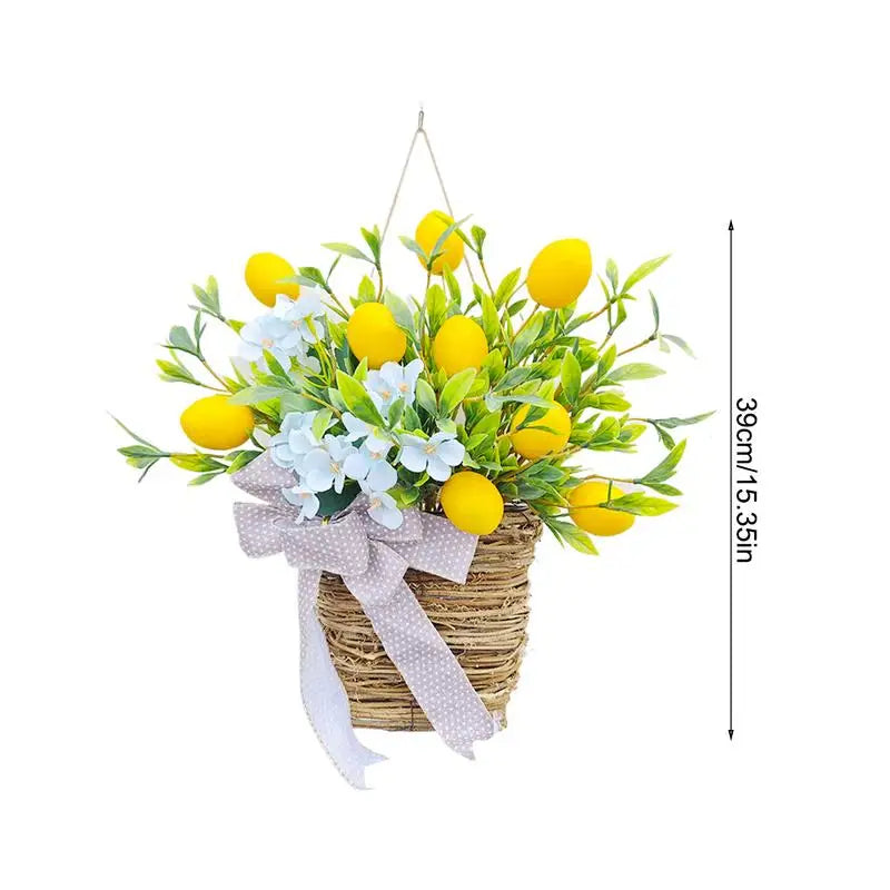 Lemon Flower Basket Wreath – Spring Porch & Door Décor