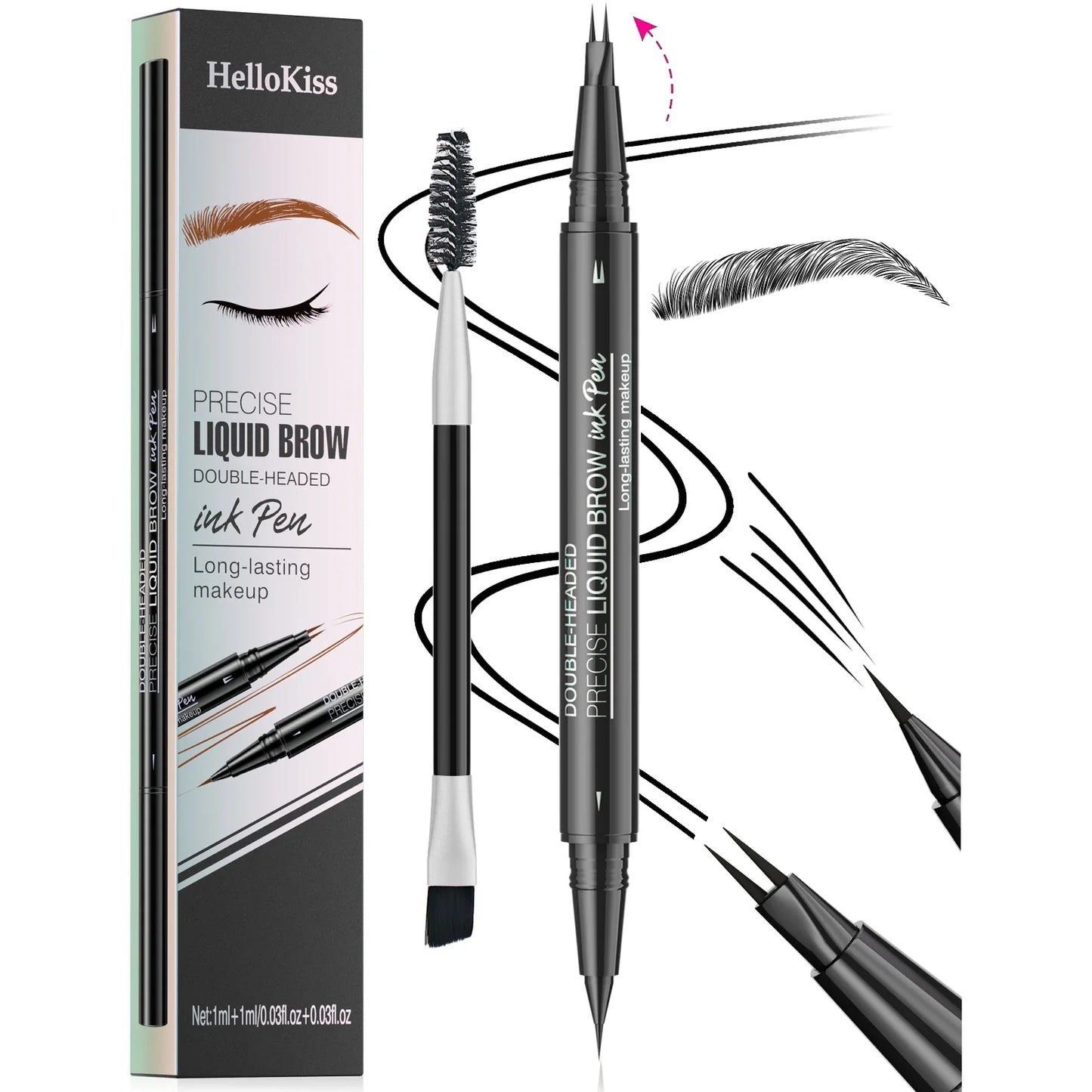 Hello Kiss Microblading Eyebrow Pen – Waterproof, 4-Tip, 5 Colors