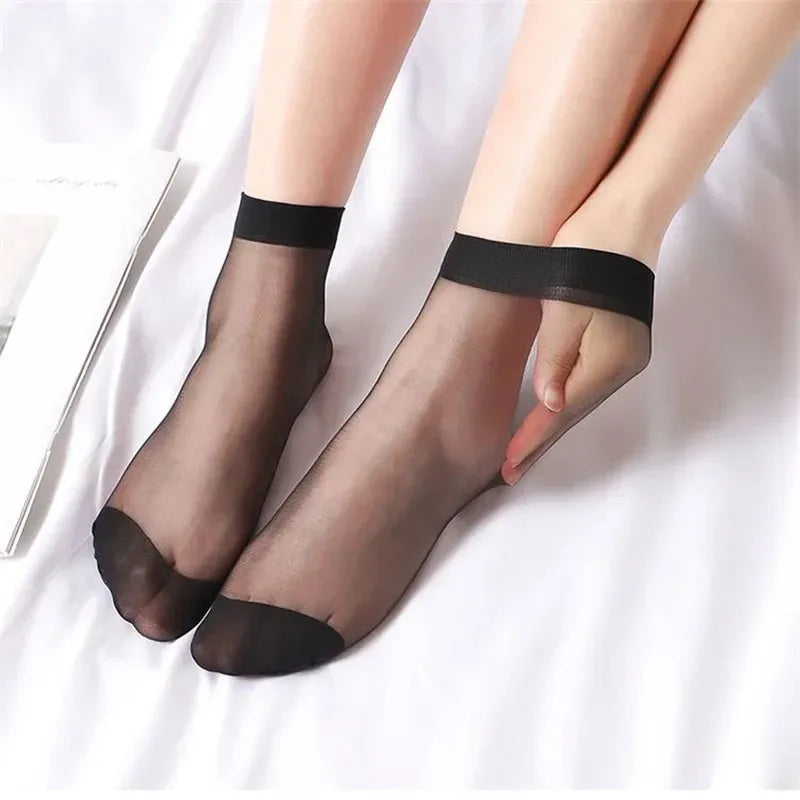 Women's Ultrathin Transparent Nylon Ankle Socks | 10–100 Pairs