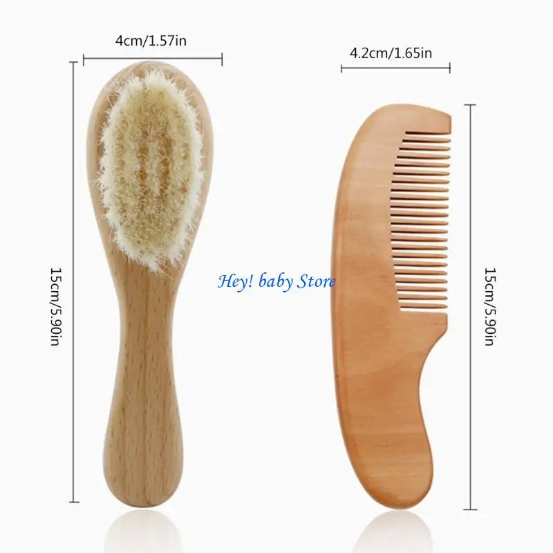 Baby Hair Brush & Comb Set | Soft Natural Goat Bristle
