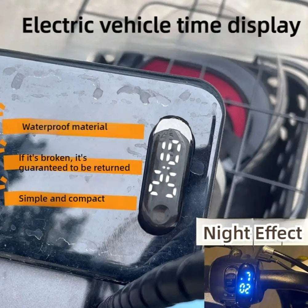 Motorcycle Electric Scooter Digital Time Display Portable Electronic Watch Waterproof Night Light Digital Display LED Clock Peaceful Pleasures Health and Wellness