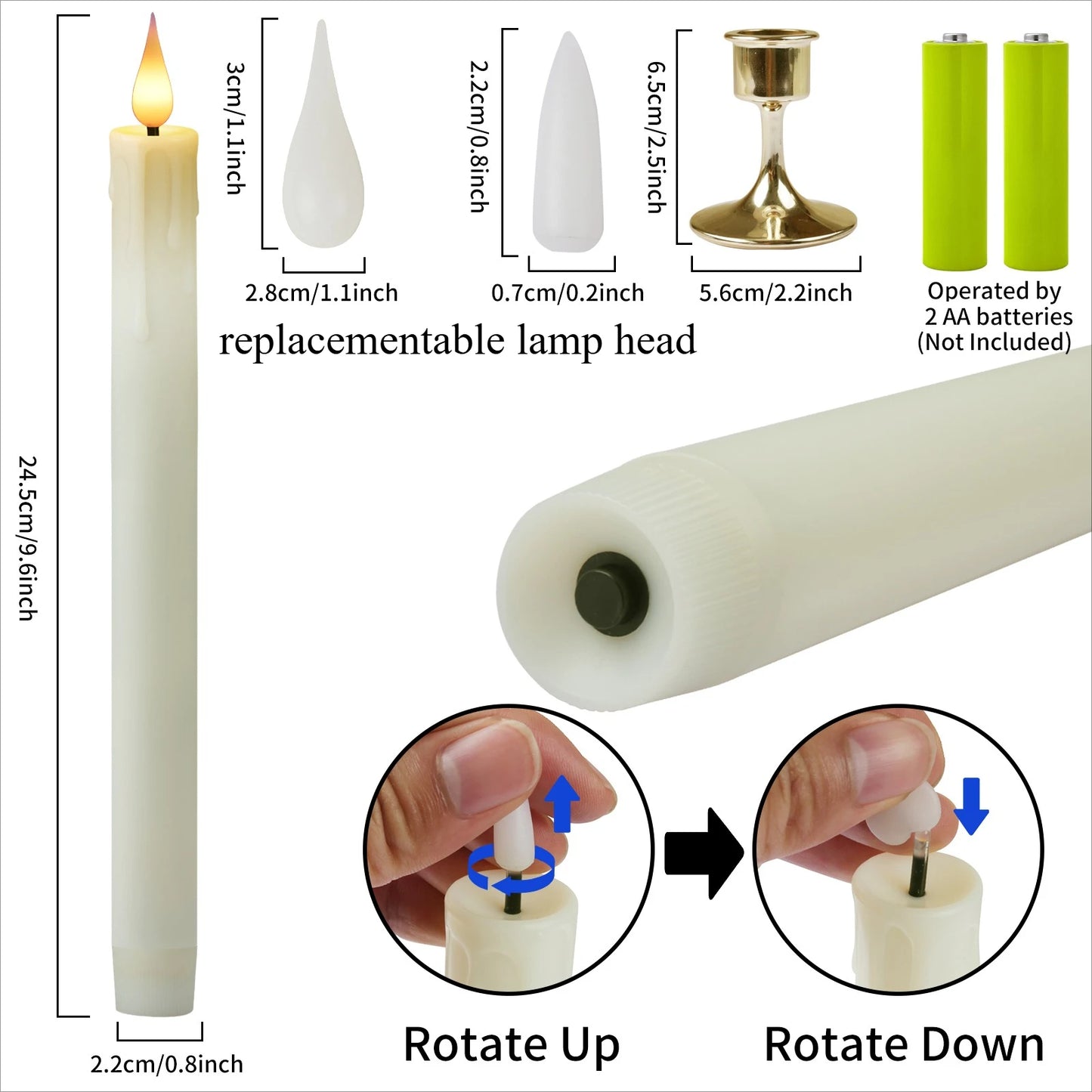 Flameless Candles with Remote Timer Battery Operated LED Flickering Taper Candle for Christmas Decor with 6 Pack Gold Holder Peaceful Pleasures Health and Wellness