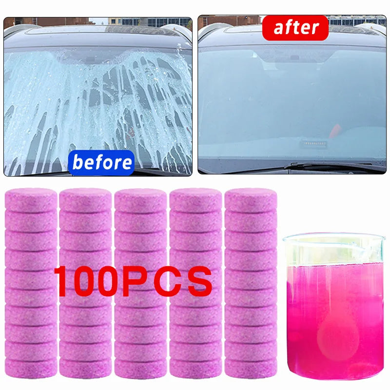 Car Windshield Cleaning Effervescent Tablets | Streak-Free Glass