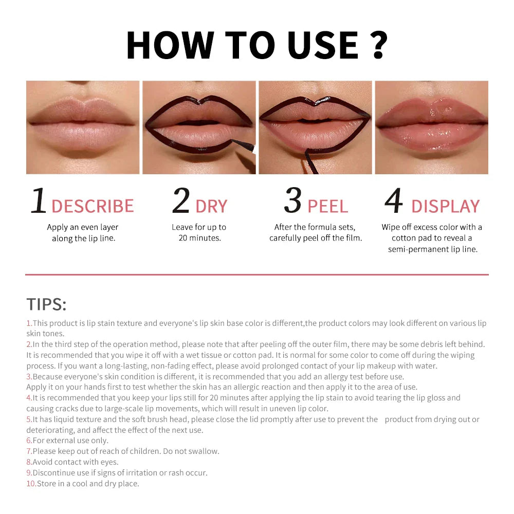 Lakerain Peel-Off Lip Liner Stain | Matte Waterproof All-Day