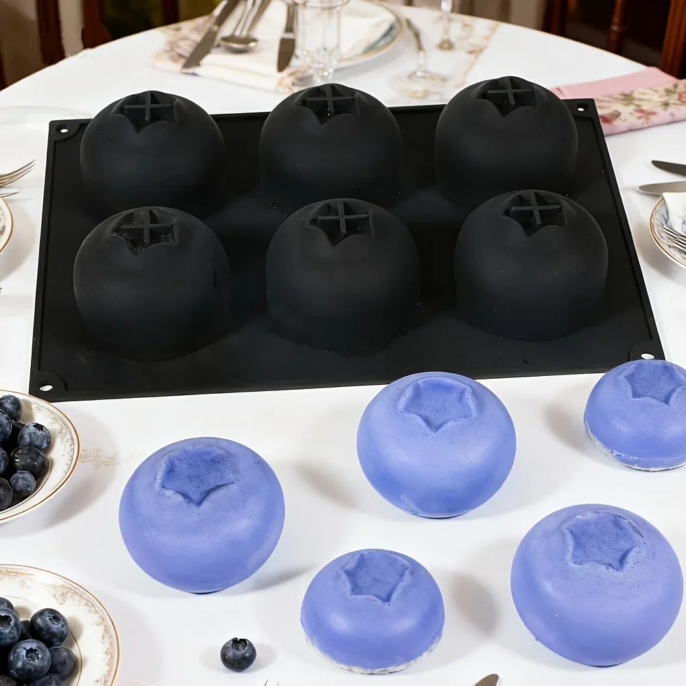 Blueberry Mousse Silicone Mold 6-Cavity 3D Fruit Shape Baking Pan For Chocolate Brownie Dessert Cake Decorating Tool Peaceful Pleasures Health and Wellness