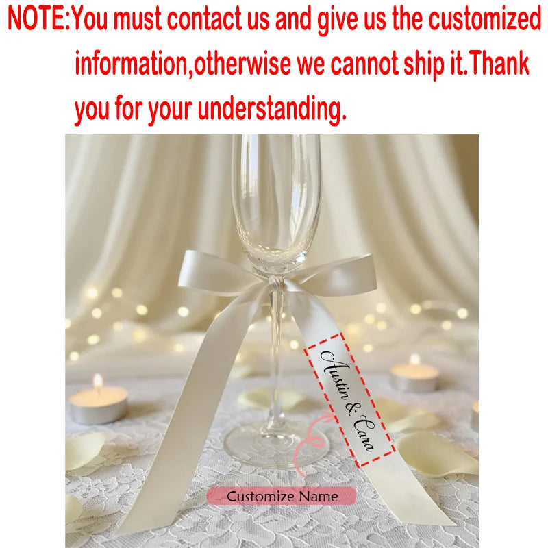 5-Pack Custom Name White Ribbons for Wedding & Bridal Decor
