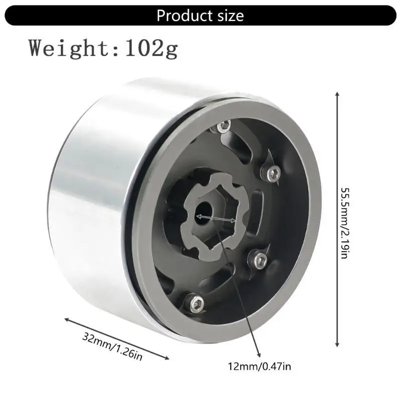 1.9" Metal Beadlock Wheel Rims for 1/10 RC Crawler – 4 Pack