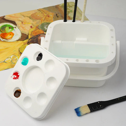 Bview Art Multifunctional Watercolor Palette Bucket Portable Box Pen Peaceful Pleasures Health and Wellness