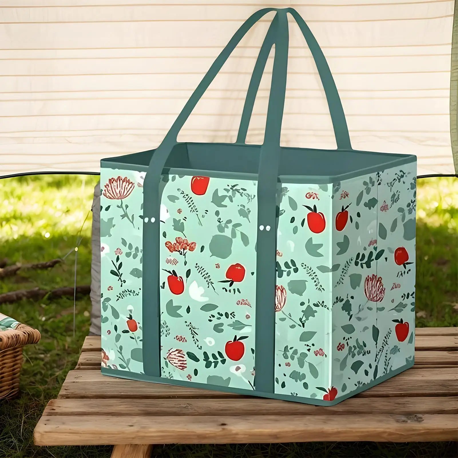 Reusable Shopping Bags Foldable Grocery Bag with Handle for Clothes Heavy Duty Storage Pouch with Box Shape Peaceful Pleasures Health and Wellness