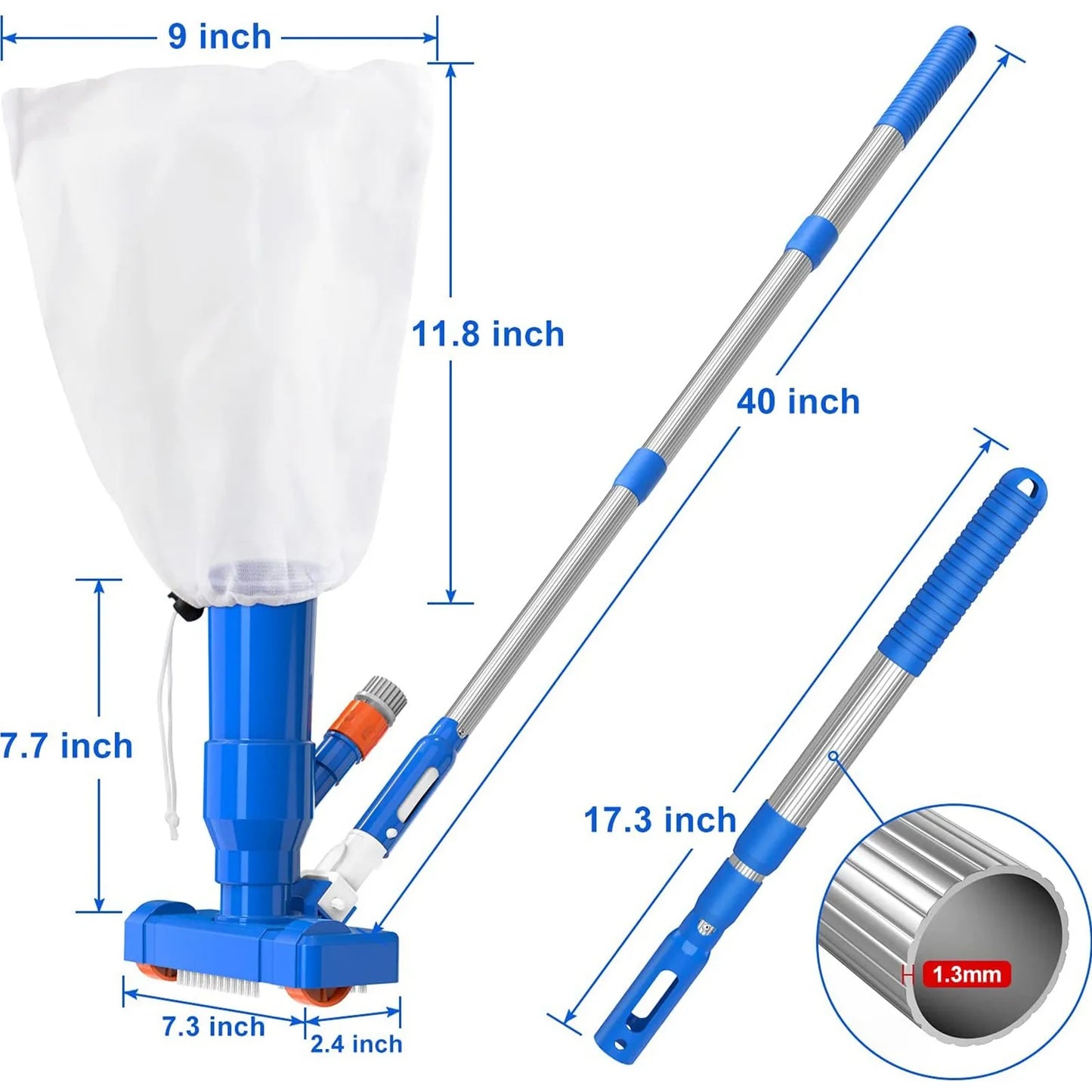 Handheld Pool Vacuum with Telescopic Pole – Pools & Hot Tubs