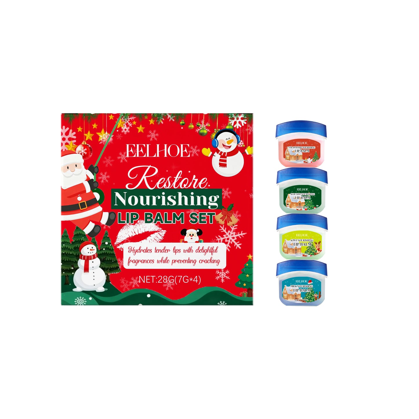 Christmas Hand Cream & Lip Balm Gift Set – 8pc Holiday Kit