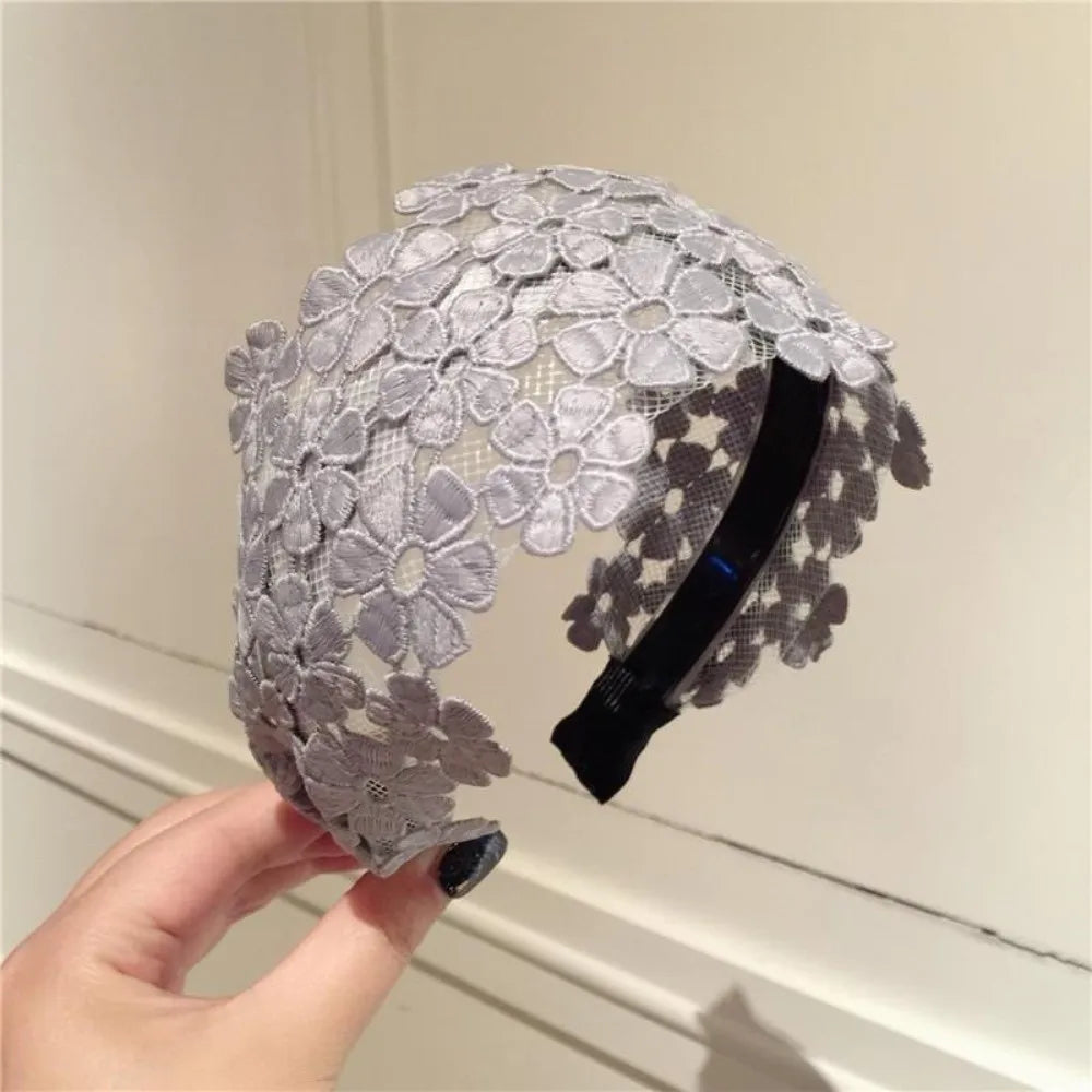 Embroidery Flower Lace Headband – Wide Anti-Slip Hair Hoop