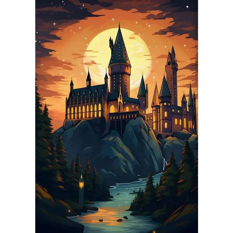 Magical Wizard Castle Canvas Wall Art | Fantasy Witchcraft Poster Canvas Wall Art Peaceful Pleasures Health and Wellness 11 20x30cm Unframed