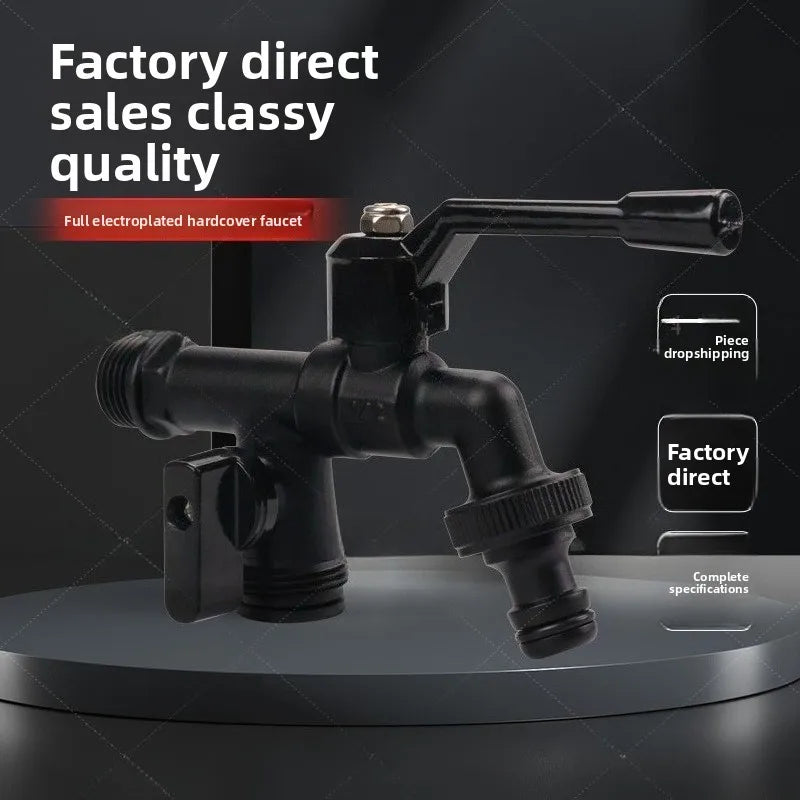 Black Anti-Freeze Outdoor Garden Faucet – Dual Outlet 1/2"